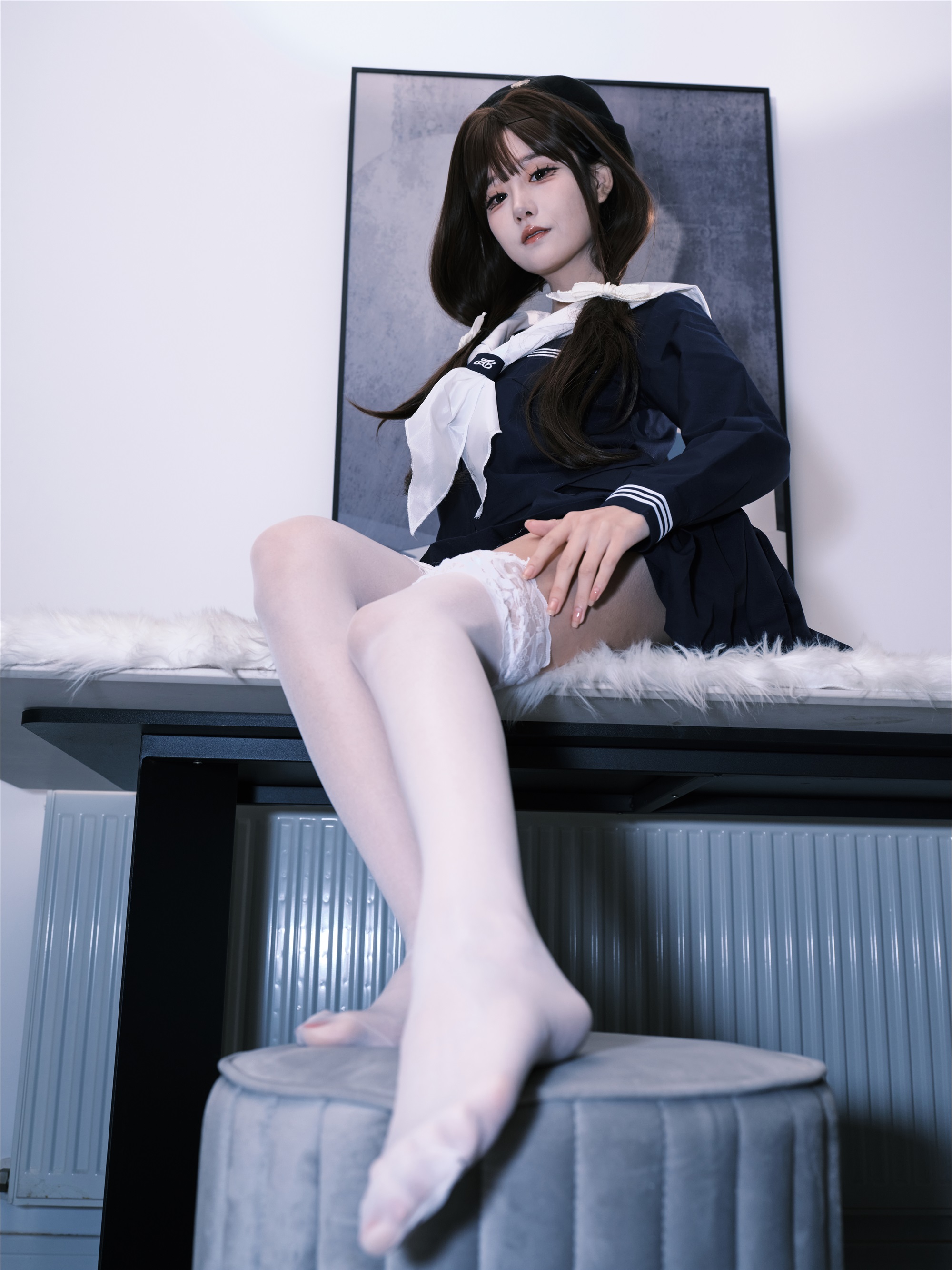 YITUYU艺图语 2025.02.02 女水手的假日 深蓝白丝版 孟程程